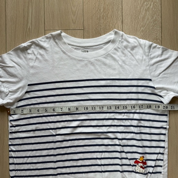 Uniqlo x Sanrio Hello Kitty My Melody Gudetama Striped T Shirt in White Size L - Picture 2 of 8
